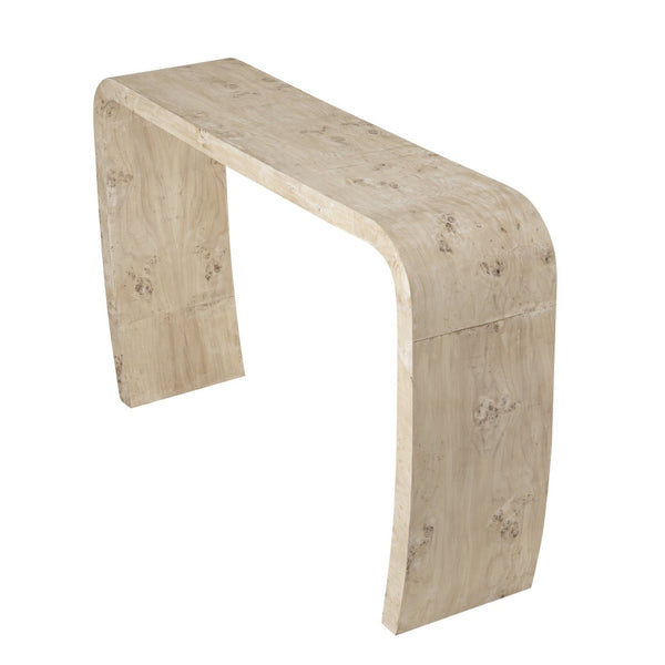 Atlas Clip Console Table - Modern White Burl Design for Stylish Entryways and Slim Spaces TA11049-01