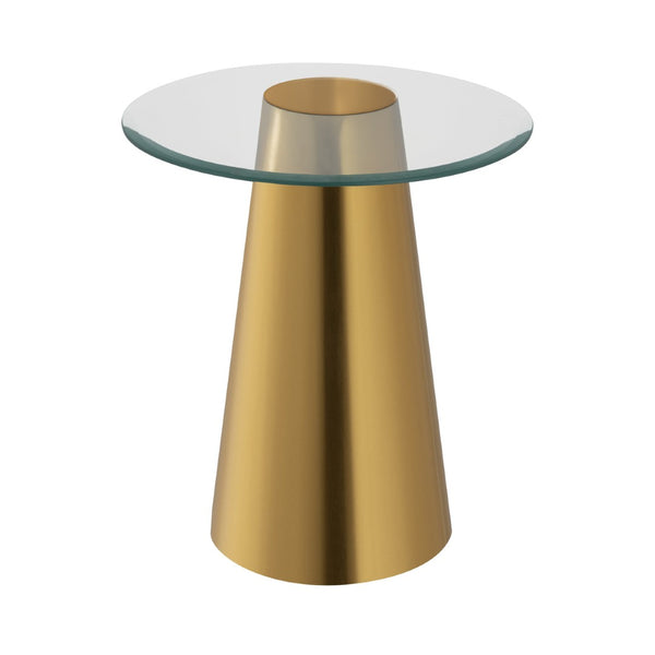 Atlas Cone Accent Table - Midcentury-Modern Design with Antique Brass Base & Glass Top for Stylish Spaces TA11050-01