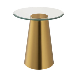 Atlas Cone Accent Table - Midcentury-Modern Design with Antique Brass Base & Glass Top for Stylish Spaces TA11050-01