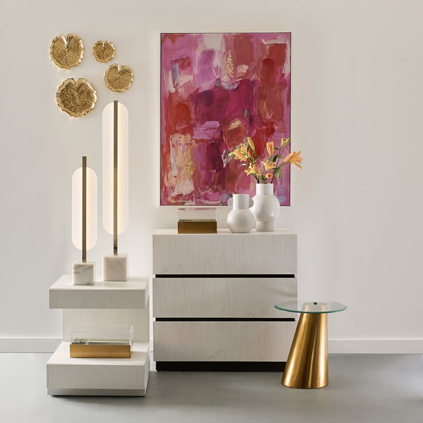 Atlas Cone Accent Table - Midcentury-Modern Design with Antique Brass Base & Glass Top for Stylish Spaces TA11050-01