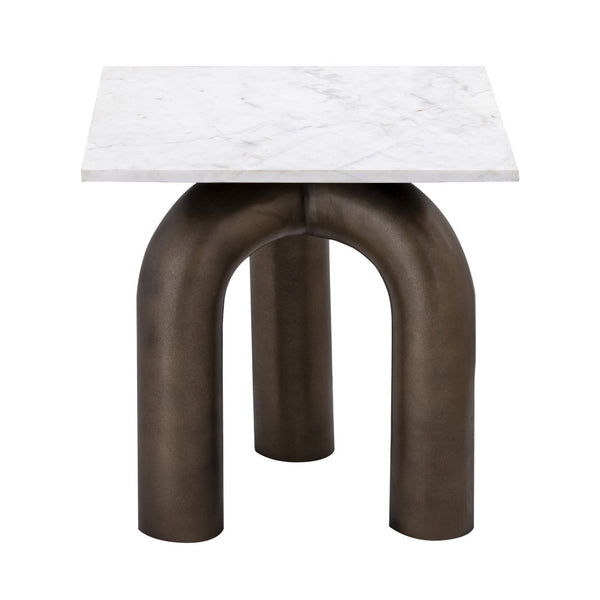 Atlas Contour Accent Table - Sculptural Midcentury Design with White Marble Top & Antique Bronze Base TA11052-01