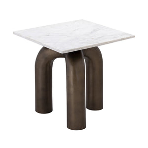Atlas Contour Accent Table - Sculptural Midcentury Design with White Marble Top & Antique Bronze Base TA11052-01