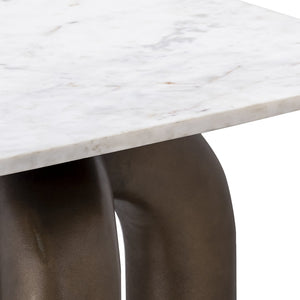 Atlas Contour Accent Table - Sculptural Midcentury Design with White Marble Top & Antique Bronze Base TA11052-01