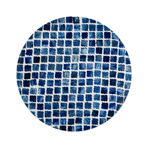 Atlas Coyle Accent Table - Coastal Blue Drum Design with Ogee Pattern for Versatile Living Space Use TA11054-01