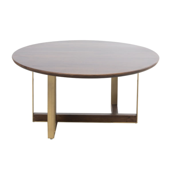 Atlas Crafton Coffee Table - Elegant Mahogany Top with Brass-Tone Base for Modern Living Spaces & Style TA11055-01