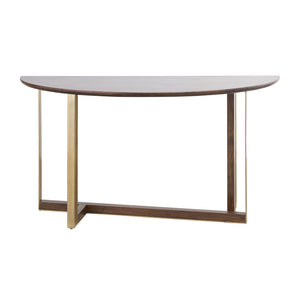Atlas Crafton Console Table - Elegant Demilune Design in Warm Mahogany with Modern Brass Tone Base TA11056-01
