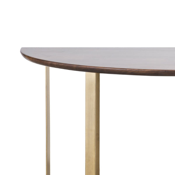 Atlas Crafton Console Table - Elegant Demilune Design in Warm Mahogany with Modern Brass Tone Base TA11056-01