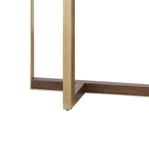 Atlas Crafton Console Table - Elegant Demilune Design in Warm Mahogany with Modern Brass Tone Base TA11056-01