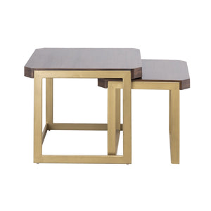 Atlas Crafton Nesting Table Set - Elegant Mahogany Accent Tables with Brass Metal Bases for Versatile Use TA11058-01S