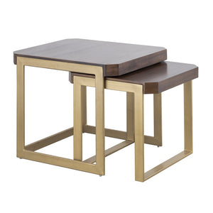 Atlas Crafton Nesting Table Set - Elegant Mahogany Accent Tables with Brass Metal Bases for Versatile Use TA11058-01S