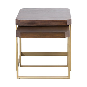 Atlas Crafton Nesting Table Set - Elegant Mahogany Accent Tables with Brass Metal Bases for Versatile Use TA11058-01S