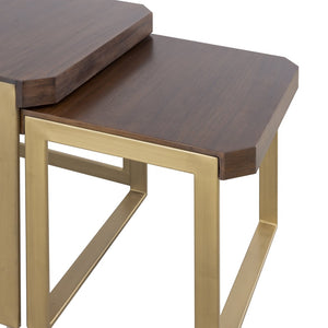 Atlas Crafton Nesting Table Set - Elegant Mahogany Accent Tables with Brass Metal Bases for Versatile Use TA11058-01S