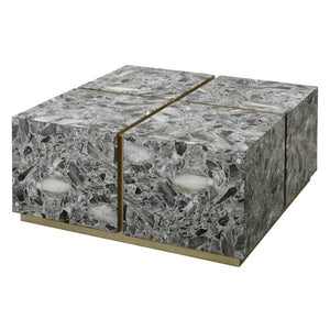 Atlas Crystalline Coffee Table: Luxurious Black Agate and Silver Metal Frame for Modern Living Spaces TA11061-01