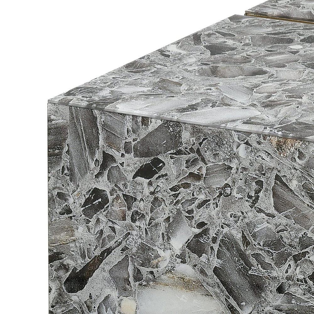 Atlas Crystalline Coffee Table: Luxurious Black Agate and Silver Metal Frame for Modern Living Spaces TA11061-01