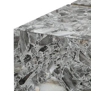 Atlas Crystalline Coffee Table: Luxurious Black Agate and Silver Metal Frame for Modern Living Spaces TA11061-01