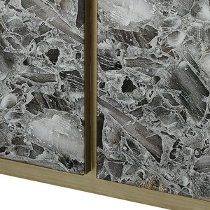Atlas Crystalline Coffee Table: Luxurious Black Agate and Silver Metal Frame for Modern Living Spaces TA11061-01