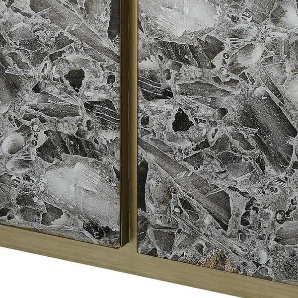 Atlas Crystalline Coffee Table: Luxurious Black Agate and Silver Metal Frame for Modern Living Spaces TA11061-01