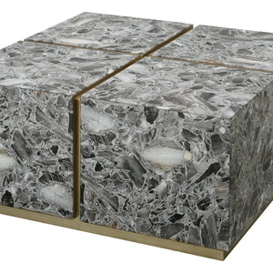 Atlas Crystalline Coffee Table: Luxurious Black Agate and Silver Metal Frame for Modern Living Spaces TA11061-01