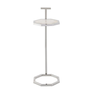 Atlas Daro Accent Table - Chic Octagonal Marble Top with Sleek Metal Base for Modern Living Spaces Nickel TA11064-01