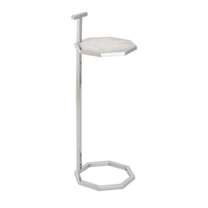 Atlas Daro Accent Table - Chic Octagonal Marble Top with Sleek Metal Base for Modern Living Spaces Nickel TA11064-01