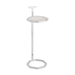 Atlas Daro Accent Table - Chic Octagonal Marble Top with Sleek Metal Base for Modern Living Spaces Nickel TA11064-01