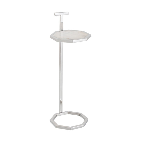 Atlas Daro Accent Table - Chic Octagonal Marble Top with Sleek Metal Base for Modern Living Spaces Nickel TA11064-01