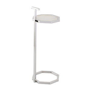 Atlas Daro Accent Table - Chic Octagonal Marble Top with Sleek Metal Base for Modern Living Spaces Nickel TA11064-01