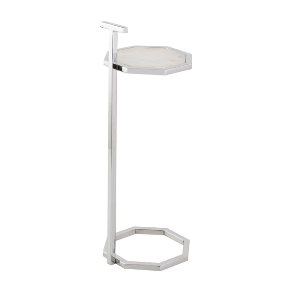 Atlas Daro Accent Table - Chic Octagonal Marble Top with Sleek Metal Base for Modern Living Spaces Nickel TA11064-01