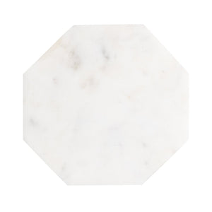 Atlas Daro Accent Table - Chic Octagonal Marble Top with Sleek Metal Base for Modern Living Spaces Nickel TA11064-01