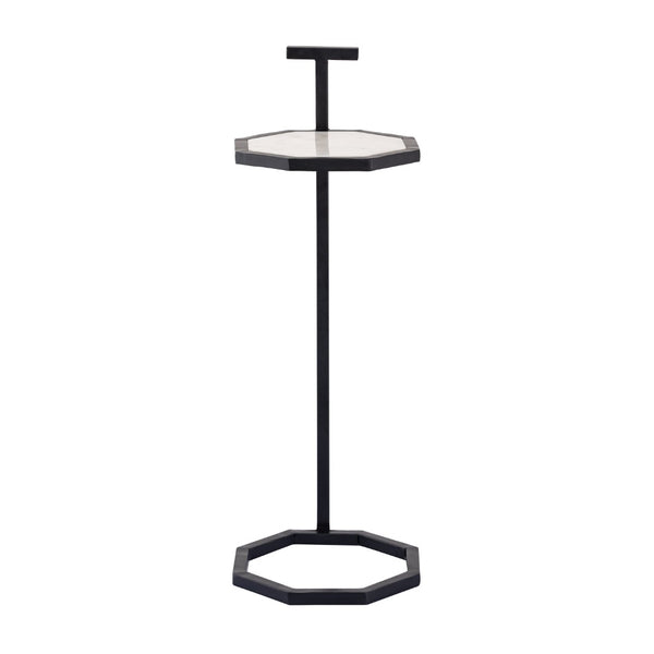 Atlas Daro Accent Table - Chic Octagonal Marble Top with Sleek Metal Base for Modern Living Spaces Black TA11064-02