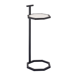Atlas Daro Accent Table - Chic Octagonal Marble Top with Sleek Metal Base for Modern Living Spaces Black TA11064-02
