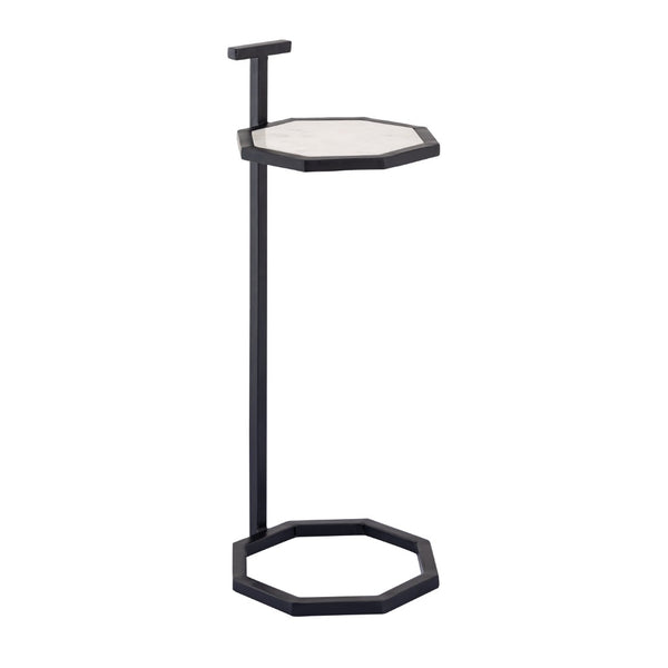 Atlas Daro Accent Table - Chic Octagonal Marble Top with Sleek Metal Base for Modern Living Spaces Black TA11064-02