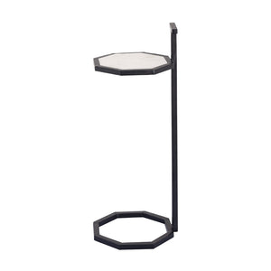 Atlas Daro Accent Table - Chic Octagonal Marble Top with Sleek Metal Base for Modern Living Spaces Black TA11064-02