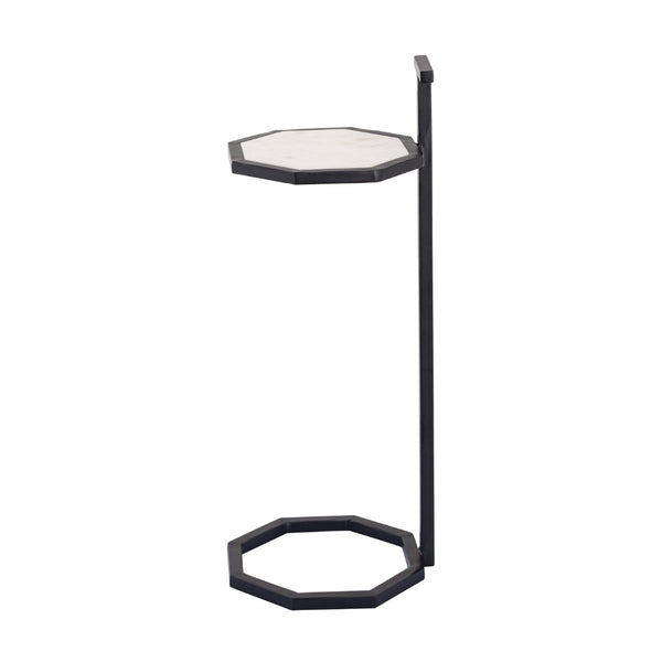 Atlas Daro Accent Table - Chic Octagonal Marble Top with Sleek Metal Base for Modern Living Spaces Black TA11064-02
