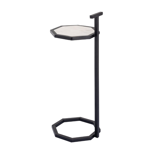 Atlas Daro Accent Table - Chic Octagonal Marble Top with Sleek Metal Base for Modern Living Spaces Black TA11064-02