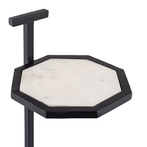 Atlas Daro Accent Table - Chic Octagonal Marble Top with Sleek Metal Base for Modern Living Spaces Black TA11064-02