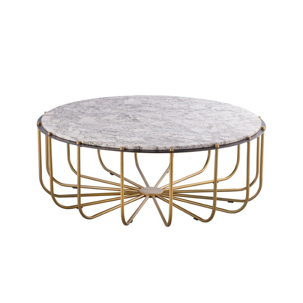 Atlas Demille Coffee Table - Luxurious Cream Granite Top with Satin Brass Base for Modern Living Spaces TA11066-01