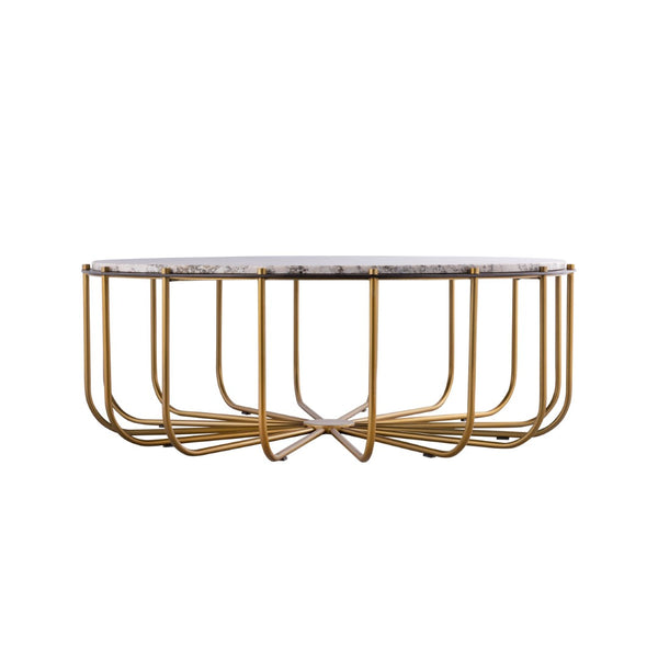 Atlas Demille Coffee Table - Luxurious Cream Granite Top with Satin Brass Base for Modern Living Spaces TA11066-01