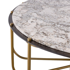 Atlas Demille Coffee Table - Luxurious Cream Granite Top with Satin Brass Base for Modern Living Spaces TA11066-01