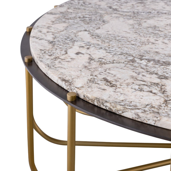 Atlas Demille Coffee Table - Luxurious Cream Granite Top with Satin Brass Base for Modern Living Spaces TA11066-01