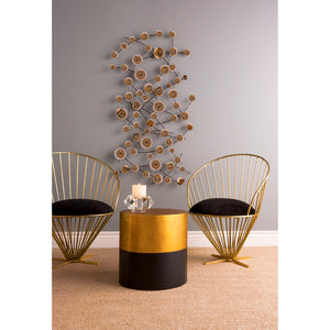 Atlas Draper Accent Table - Glamorous Drum Design with Two-Tone Finish for Modern Elegance & Versatility TA11068-01