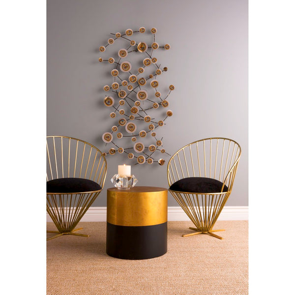Atlas Draper Accent Table - Glamorous Drum Design with Two-Tone Finish for Modern Elegance & Versatility TA11068-01