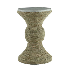 Atlas Elie Accent Table - Coastal-Modern Charm with Marble-Look Top & Woven Rope Finish for Any Space TA11069-01