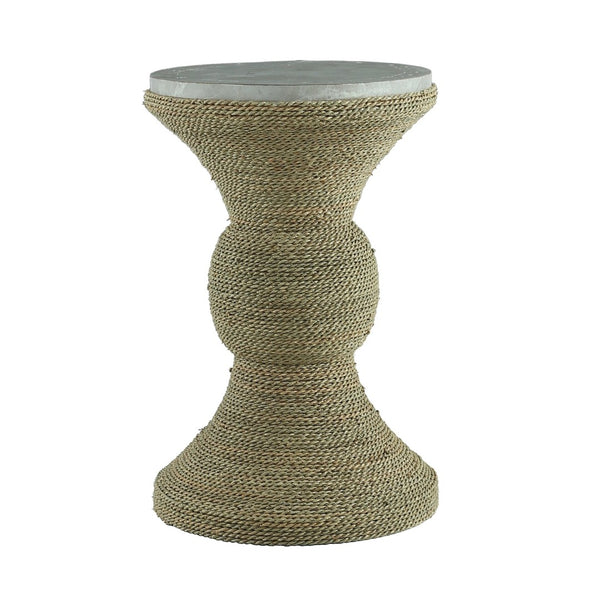 Atlas Elie Accent Table - Coastal-Modern Charm with Marble-Look Top & Woven Rope Finish for Any Space TA11069-01