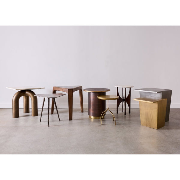 Atlas Elroy Accent Table - Elegant Midcentury Design with Antique Brass and White Marble for Small Spaces TA11070-01