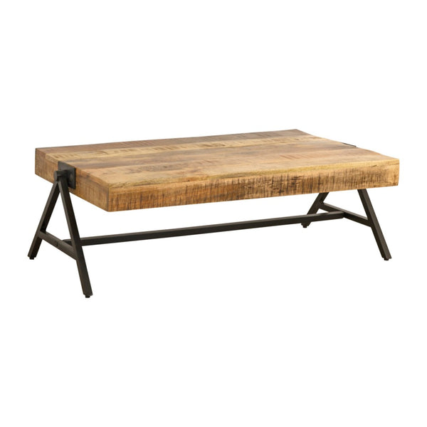 Atlas Estonian Coffee Table - Rustic Mango Wood with Industrial Iron Base, Modern Stylish Centerpiece TA11073-01