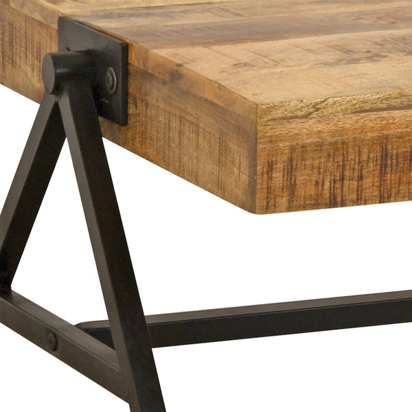 Atlas Estonian Coffee Table - Rustic Mango Wood with Industrial Iron Base, Modern Stylish Centerpiece TA11073-01
