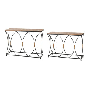 Atlas Fisher Island Console Tables Set of 2 - Modern Coastal Design with Rattan & Metal for Stylish Spaces TA11076-01S
