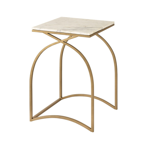 Atlas Graven Nesting Accent Tables Set of 2 – Luxurious Gold & Marble Design for Modern Living Spaces TA11080-01S