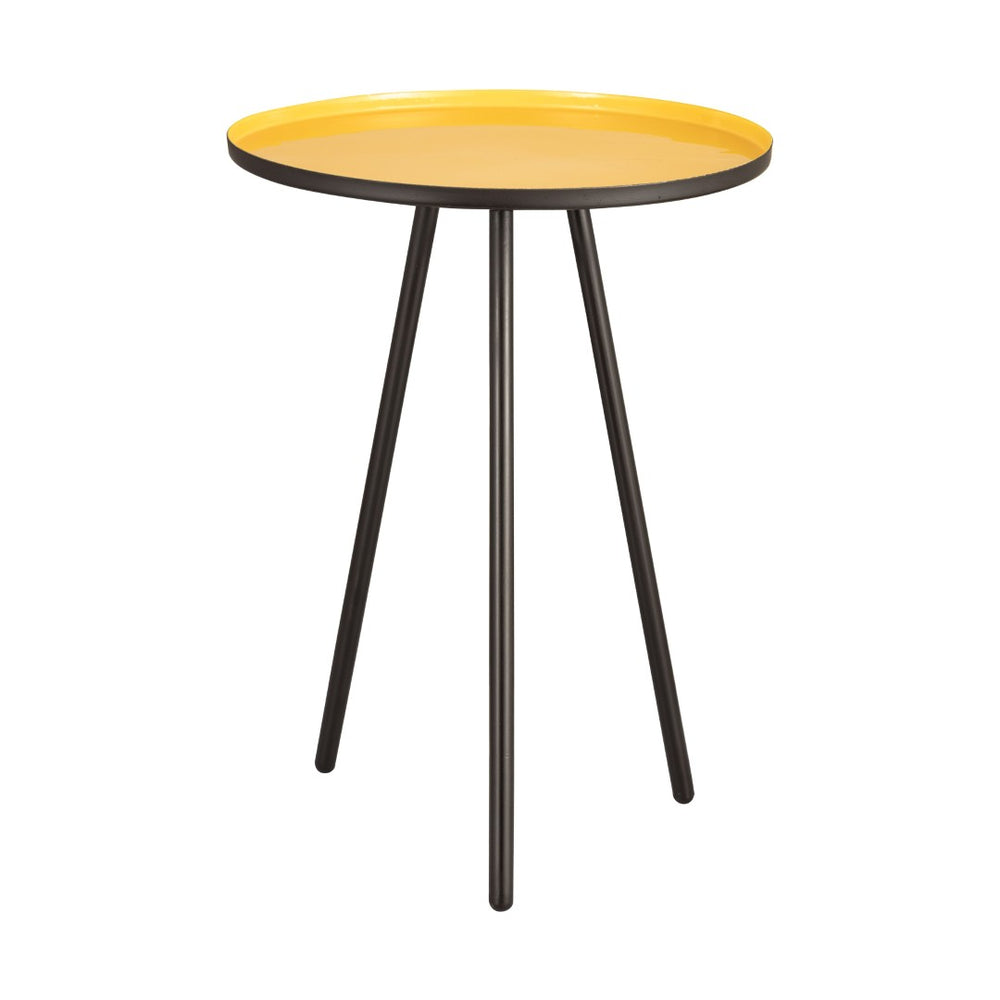 Atlas Gregg Accent Table - Contemporary Tripod Design with Navy Glass Top for Modern Living Spaces Set of 3 Yellow TA11081-02S
